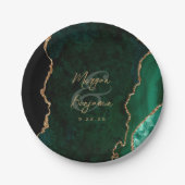 Assiettes En Carton Emerald Green Agate Gold Mariage (Devant)
