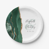 Assiettes En Carton Emerald Green Agate Gold Mariage blanc (Devant)