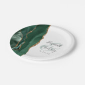 Assiettes En Carton Emerald Green Agate Gold Mariage blanc (Angle)