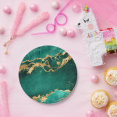 Assiettes En Carton Emerald Green et Gold abstrait (Fête)