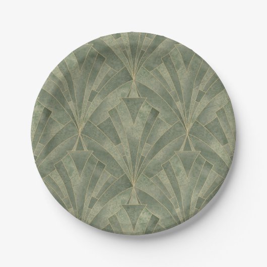 Assiettes En Carton Emerald Green et Gold Art déco Motif (Devant)