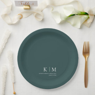 Assiettes En Carton Emerald Green et White—Mariage