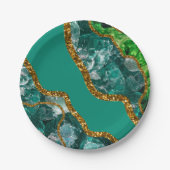 Assiettes En Carton Emerald Green & Gold Agate Parties scintillant (Devant)