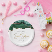 Assiettes En Carton Emerald Green Gold Agate Sweet 16 Anniversaire (Fête)