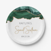 Assiettes En Carton Emerald Green Gold Agate Sweet 16 Anniversaire (Devant)