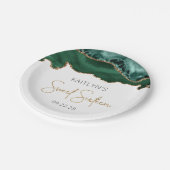 Assiettes En Carton Emerald Green Gold Agate Sweet 16 Anniversaire (Angle)
