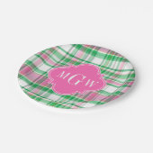 Assiettes En Carton Emerald Green Hot Pink Wht Preppy Madras (Angle)