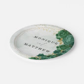 Assiettes En Carton Emerald Green Peony Gold Shine Mariage (Angle)