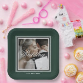 Assiettes En Carton Emerald green personnalisable photo mariage (Fête)