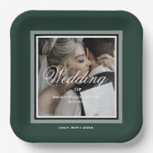 Assiettes En Carton Emerald green personnalisable photo mariage (Recto)