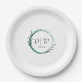 Assiettes En Carton Emerald Green Simple Wreath Mariage (Devant)