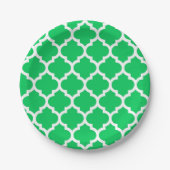 Assiettes En Carton Emerald Green White Marocain Quatrefoil Motif #5 (Devant)