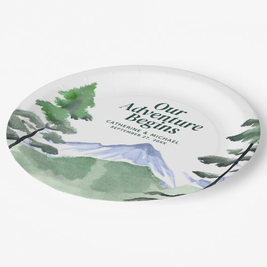 Assiettes En Carton Emerald Greenery Mountain Pine Rustic Mariage (Angle)