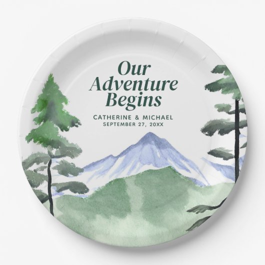 Assiettes En Carton Emerald Greenery Mountain Pine Rustic Mariage (Devant)