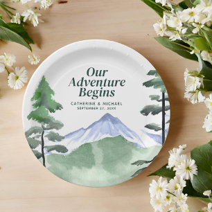 Assiettes En Carton Emerald Greenery Mountain Pine Rustic Mariage