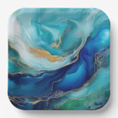 Assiettes En Carton Emerald Waves : Symphonie en bleu et vert (Recto)