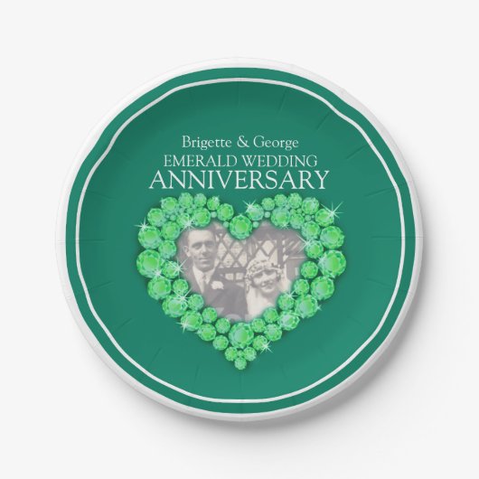 Assiettes En Carton Émeraude Anniversaire photo plaque en papier (Devant)