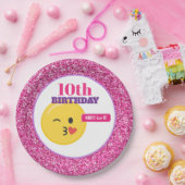 Assiettes En Carton Emoji Ado Anniversaire Parties scintillant rose Pl (Fête)