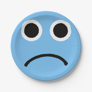 Assiettes En Carton Emoji Emoticon de la grenouille bleue à visage tr