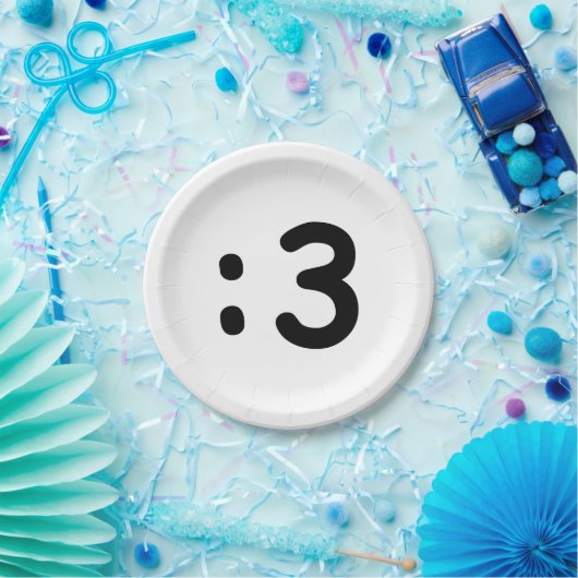 Assiettes En Carton Émoticône face chat : 3 (Fête)