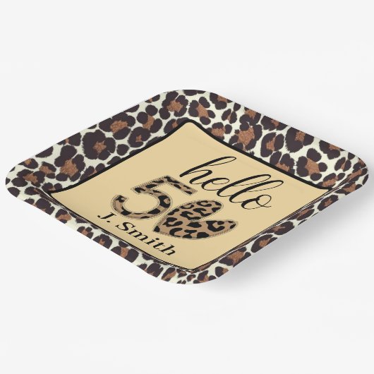 Assiettes En Carton Empreinte de léopard 50e Anniversaire Plaques papi (Angulaire)