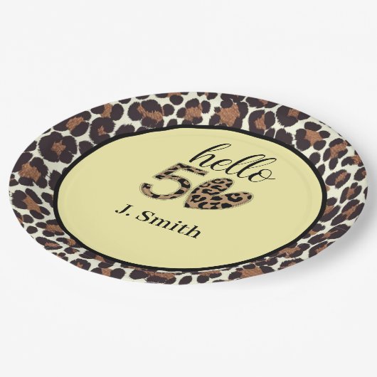Assiettes En Carton Empreinte de léopard 50e Anniversaire Plaques papi (Angle)