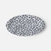 Assiettes En Carton Empreinte de léopard blanc (Angle)