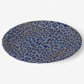 Assiettes En Carton Empreinte de léopard bleu (Angle)