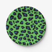 Assiettes En Carton Empreinte de léopard bleu et vert (Devant)