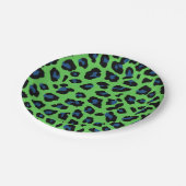 Assiettes En Carton Empreinte de léopard bleu et vert (Angle)