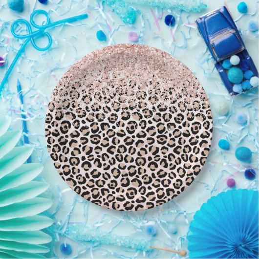 Assiettes En Carton Empreinte de léopard de crème noire à Parties scin (Fête)