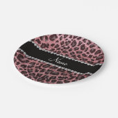 Assiettes En Carton Empreinte de léopard de parties scintillant rose p (Angle)