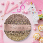 Assiettes En Carton Empreinte de léopard d'or rose (Fête)