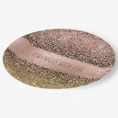 Assiettes En Carton Empreinte de léopard d'or rose (Angle)