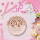 Assiettes En Carton Empreinte de léopard d'or Rose personnalisé 90e an (Fête)