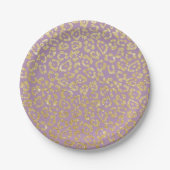 Assiettes En Carton Empreinte de léopard élégant violet & or (Devant)