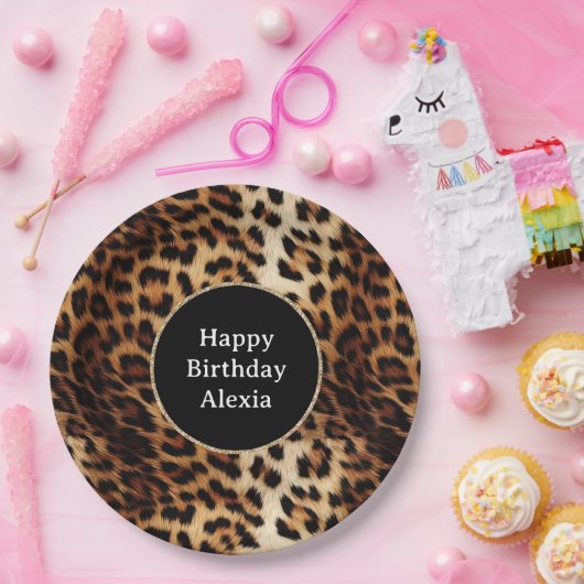 Assiettes En Carton Empreinte de léopard Gold Parties scintillant Spar (Fête)