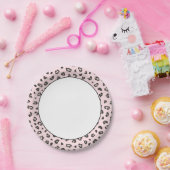 Assiettes En Carton Empreinte de léopard gris et noir sur rose (Fête)