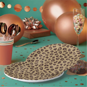 Assiettes En Carton Empreinte de léopard Jungle Animal