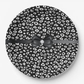 Assiettes En Carton Empreinte de léopard noir blanc avec Bow Anniversa (Devant)