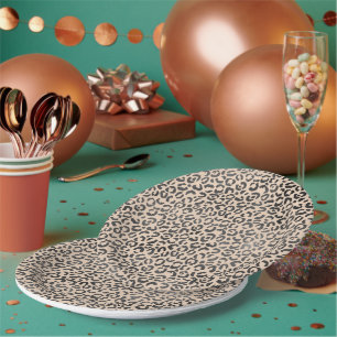 Assiettes En Carton Empreinte de léopard noir et crème