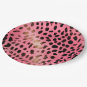 Assiettes En Carton Empreinte de léopard noir rose Abstrait (Angle)
