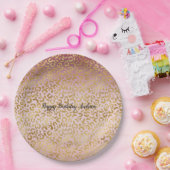 Assiettes En Carton Empreinte de léopard Ombre or rose (Fête)