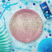 Assiettes En Carton Empreinte de léopard or rose Ombre (Fête)