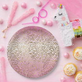 Assiettes En Carton Empreinte de léopard or rose Ombre (Fête)