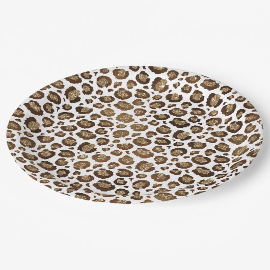 Assiettes En Carton Empreinte de léopard Parties scintillant or (Angle)