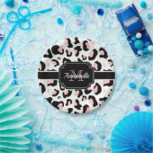 Assiettes En Carton Empreinte de léopard rose (Fête)