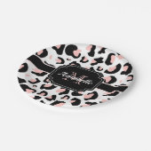 Assiettes En Carton Empreinte de léopard rose (Angle)