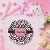 Assiettes En Carton Empreinte de léopard rose (Fête)