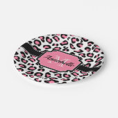 Assiettes En Carton Empreinte de léopard rose (Angle)